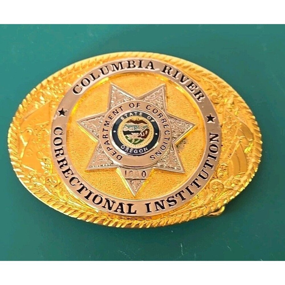 Columbia River Correctional Institution State of Oregon 1990 Vintage Belt Buckle